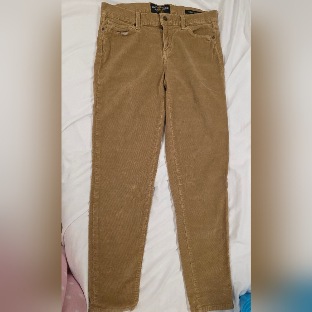 Lucky Brand Sofia Skinny Corduroy Pants Tan Size 8/29 Mid Rise Stretch